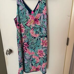 Lilly Pulitzer Pink and Blue Sleeveless V-Neck Sundress
